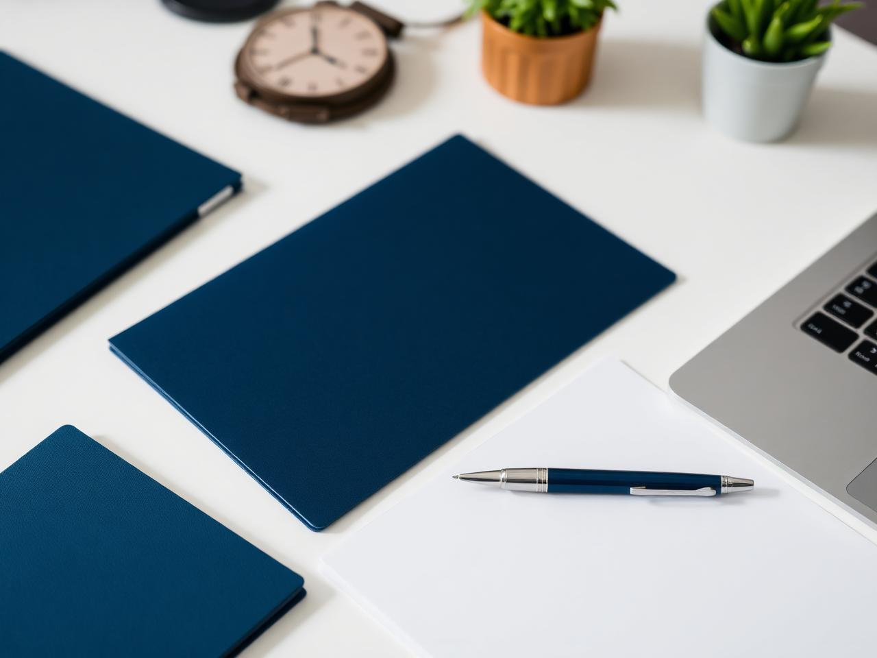 Business formation documents, pen and laptop on a clean desk