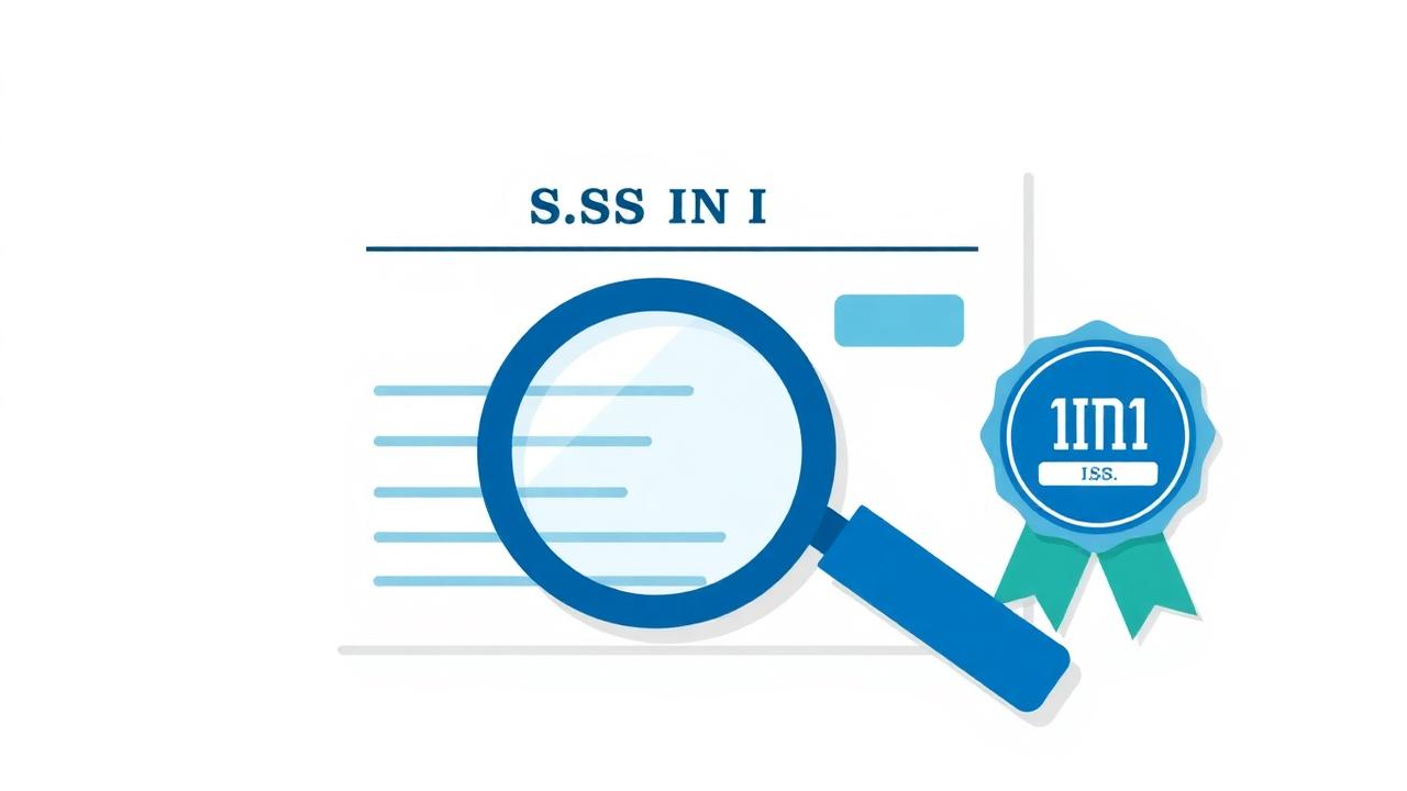 EIN tax ID document with magnifying glass