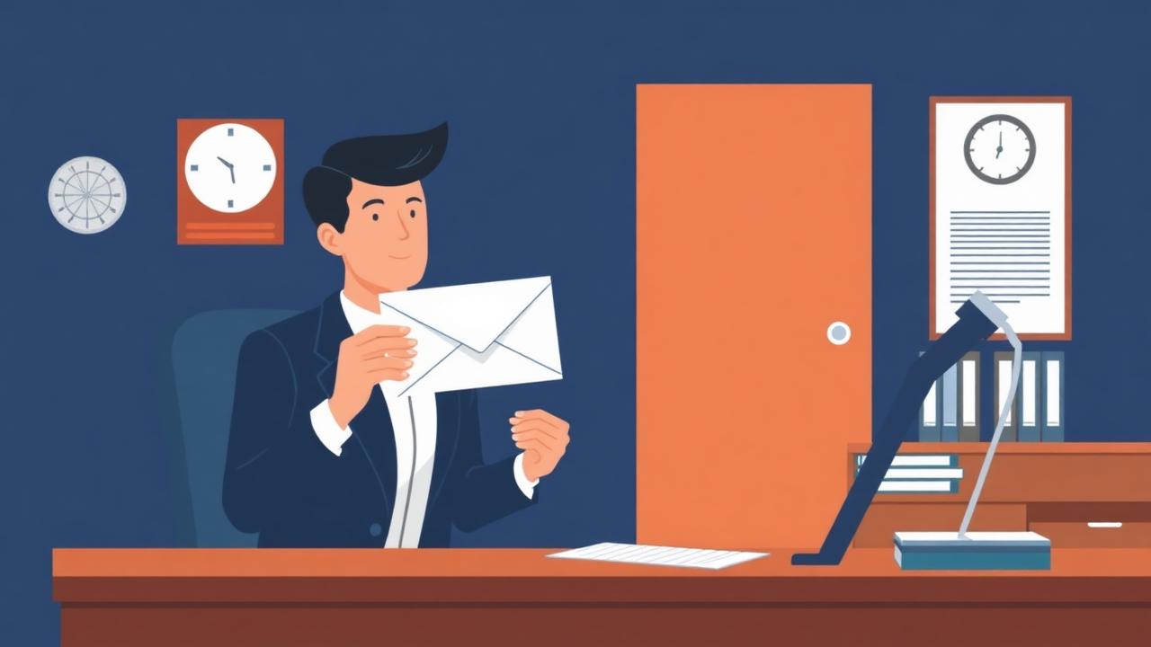 Registered agent receiving legal mail at an office desk